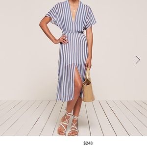 Reformation Positano Blue Striped Dress
